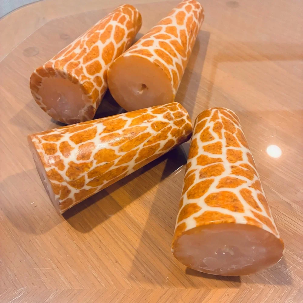 NWOT Animal Print Candles. Giraffe Printed Candles. Set of 4